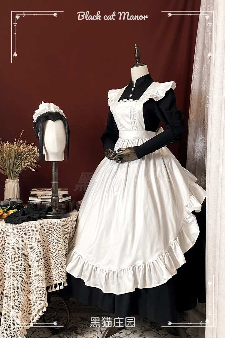 黑猫庄园【Ⅲ号款】原创设计古早风复古英式传统黑白仆装维多利亚