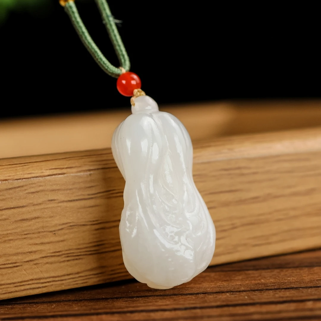 保真和田玉羊脂白玉白菜男女款百财挂件精美玉石饰品