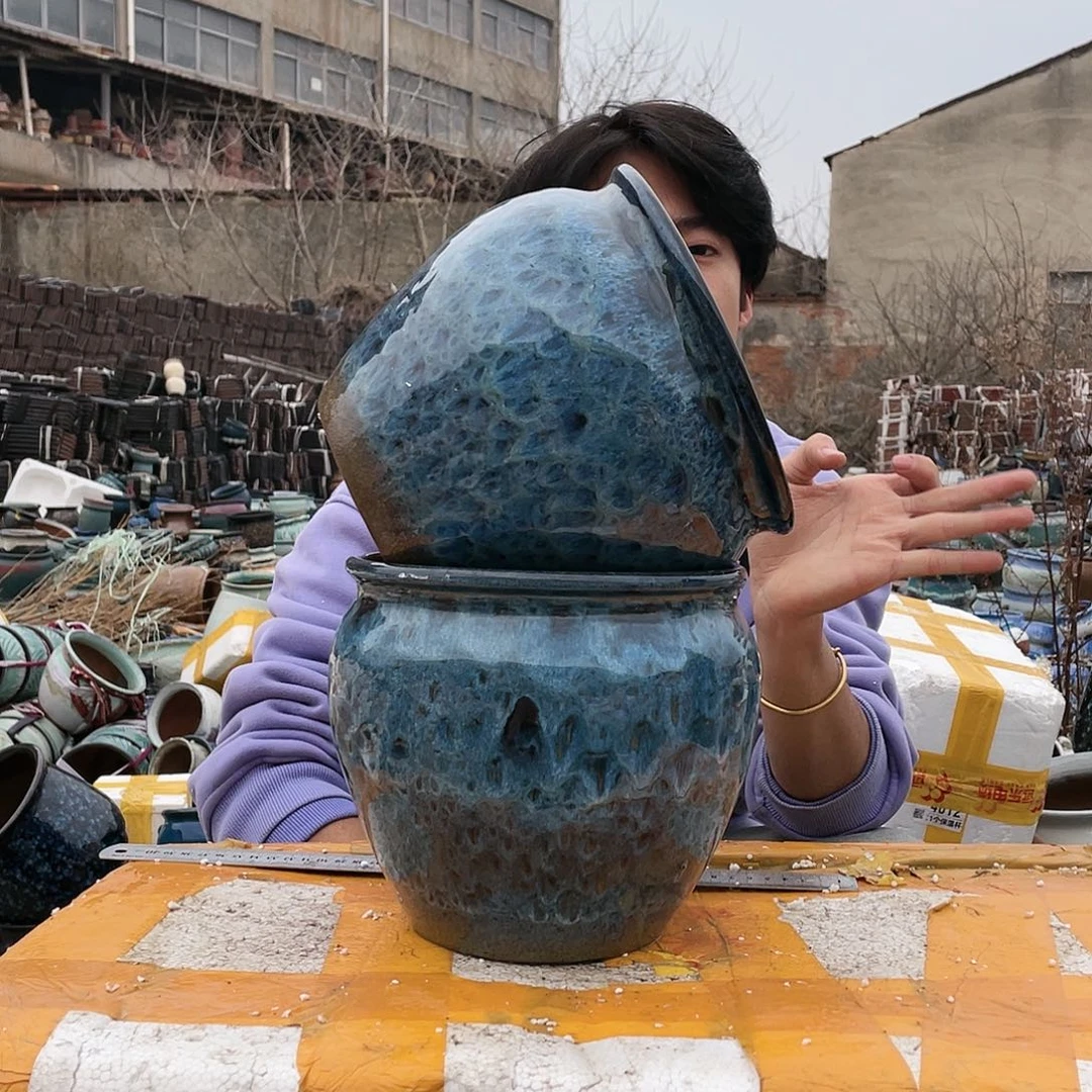 无铅玻璃宜兴紫砂花盆