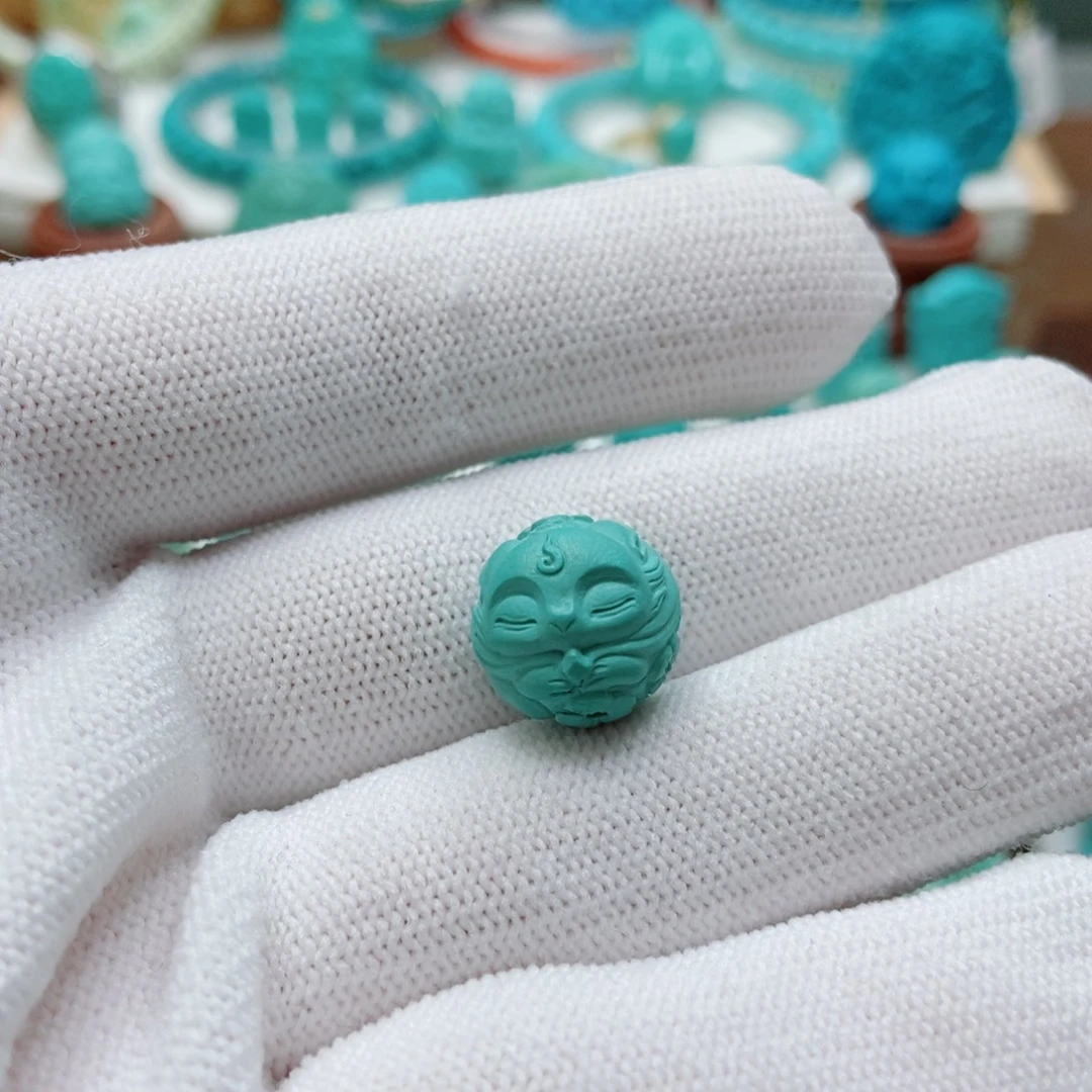 绿松石未镶嵌凤九圆珠13mm