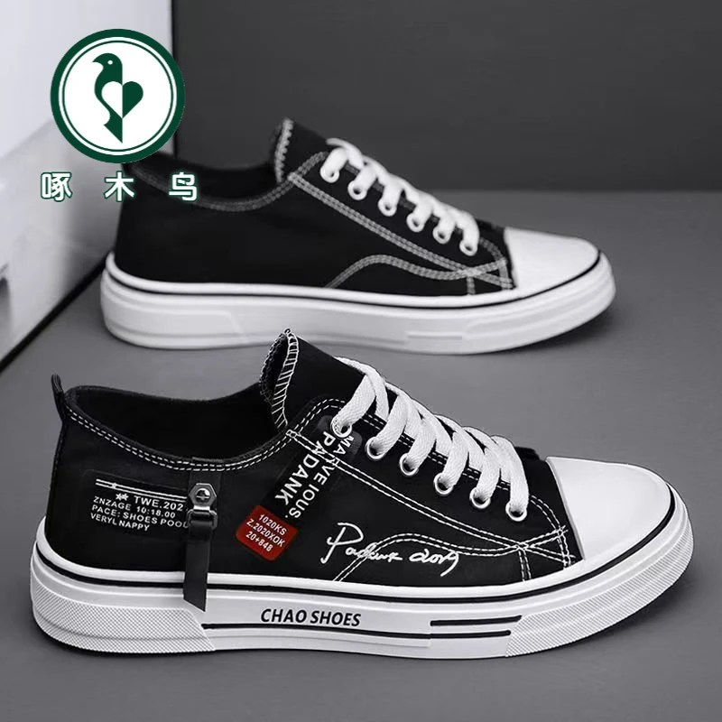 【正品】啄木鸟2025新款帆布鞋板鞋男休闲透气穿搭学生鞋子男款夏季