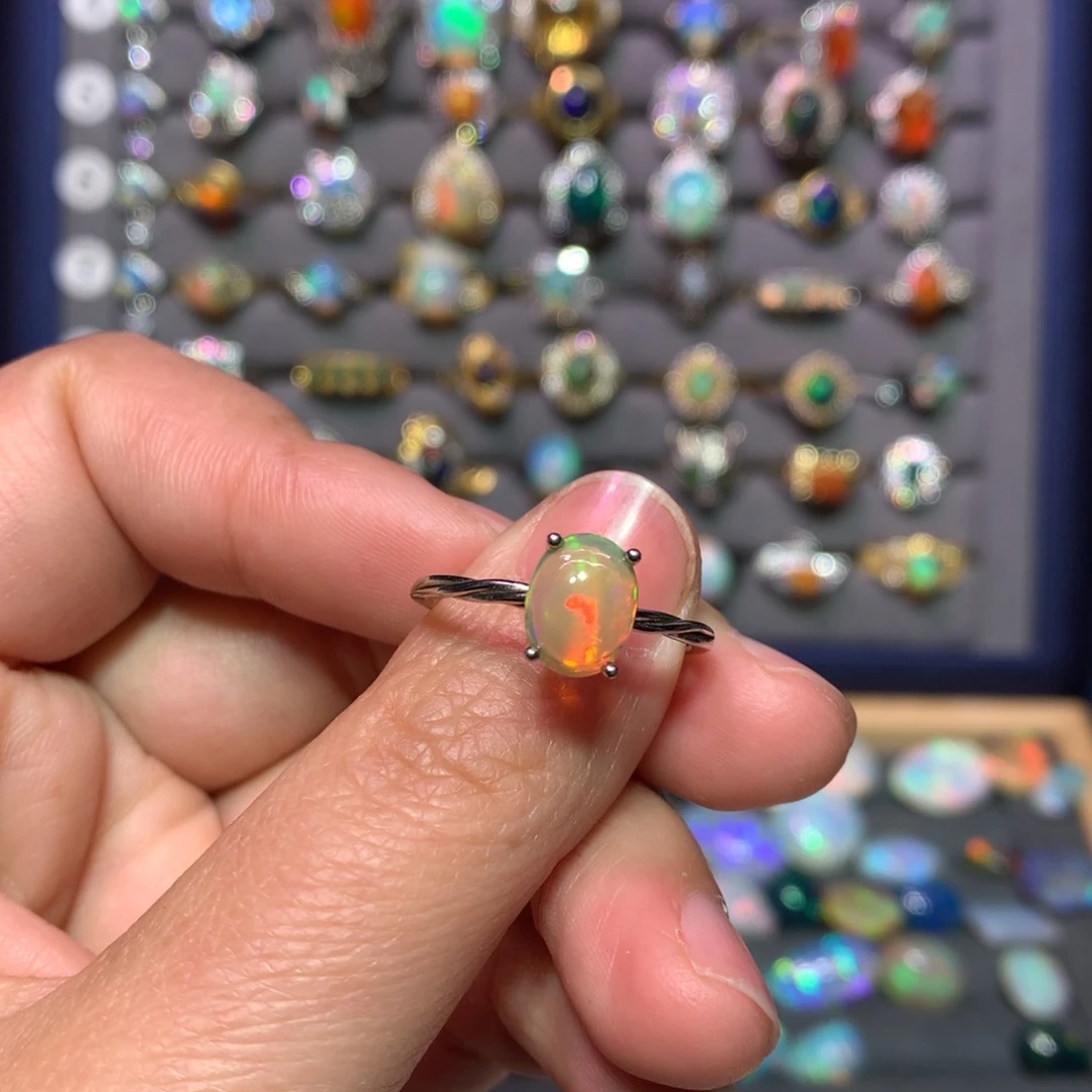 欧泊戒指款式银S925镶嵌