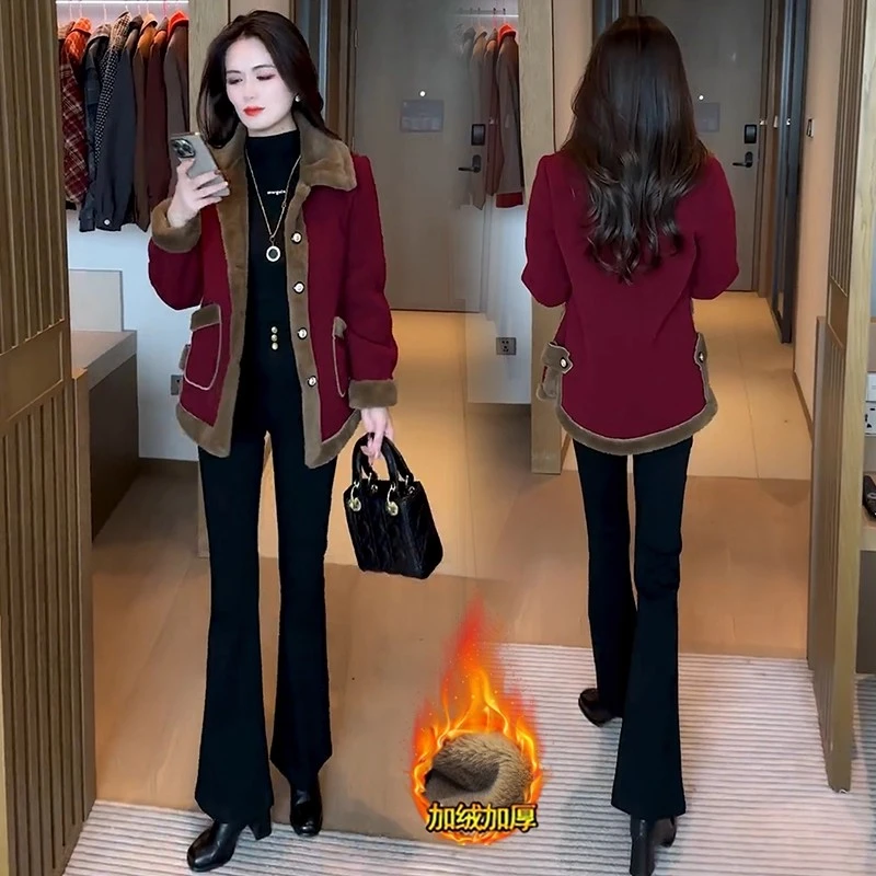 加绒加厚毛呢外套女2025冬季新款洋气显瘦保暖气质短款呢子大衣潮