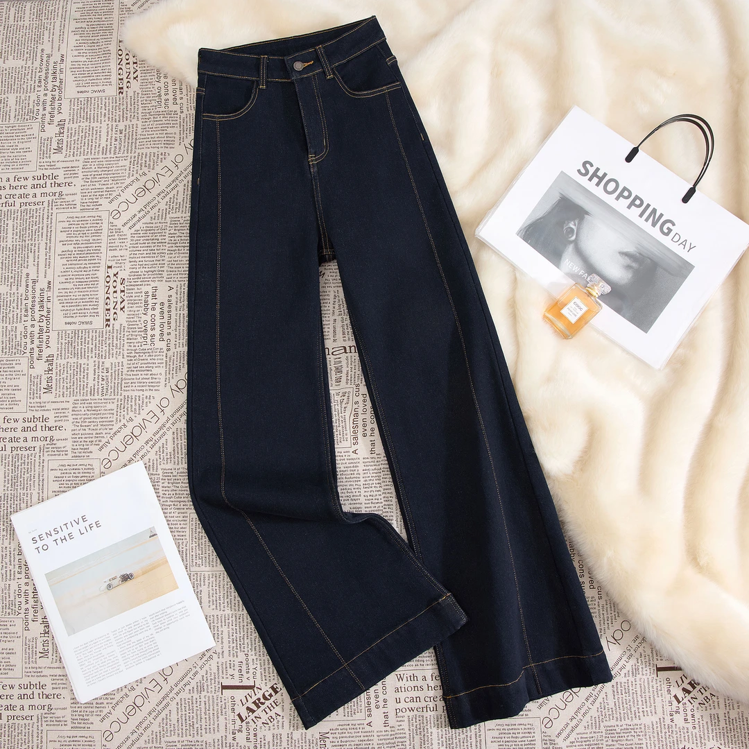 【夏款】雅丹丹宁蓝中高腰窄版微喇牛仔裤显高显瘦百搭时尚女裤1009