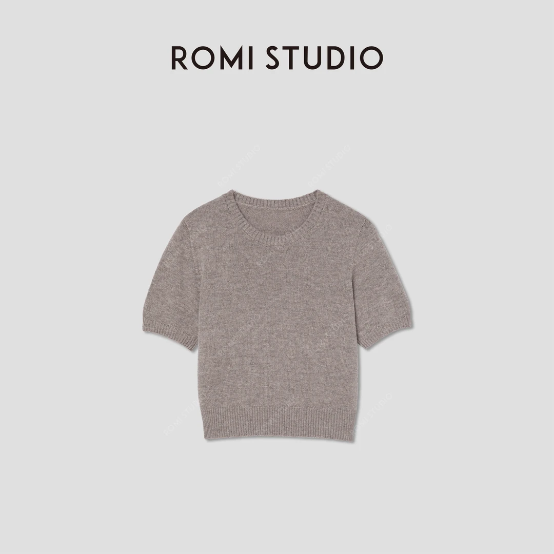 ROMI STUDIO “温柔已至”绵羊毛混纺简约中袖套头毛衫 RW24AS40758