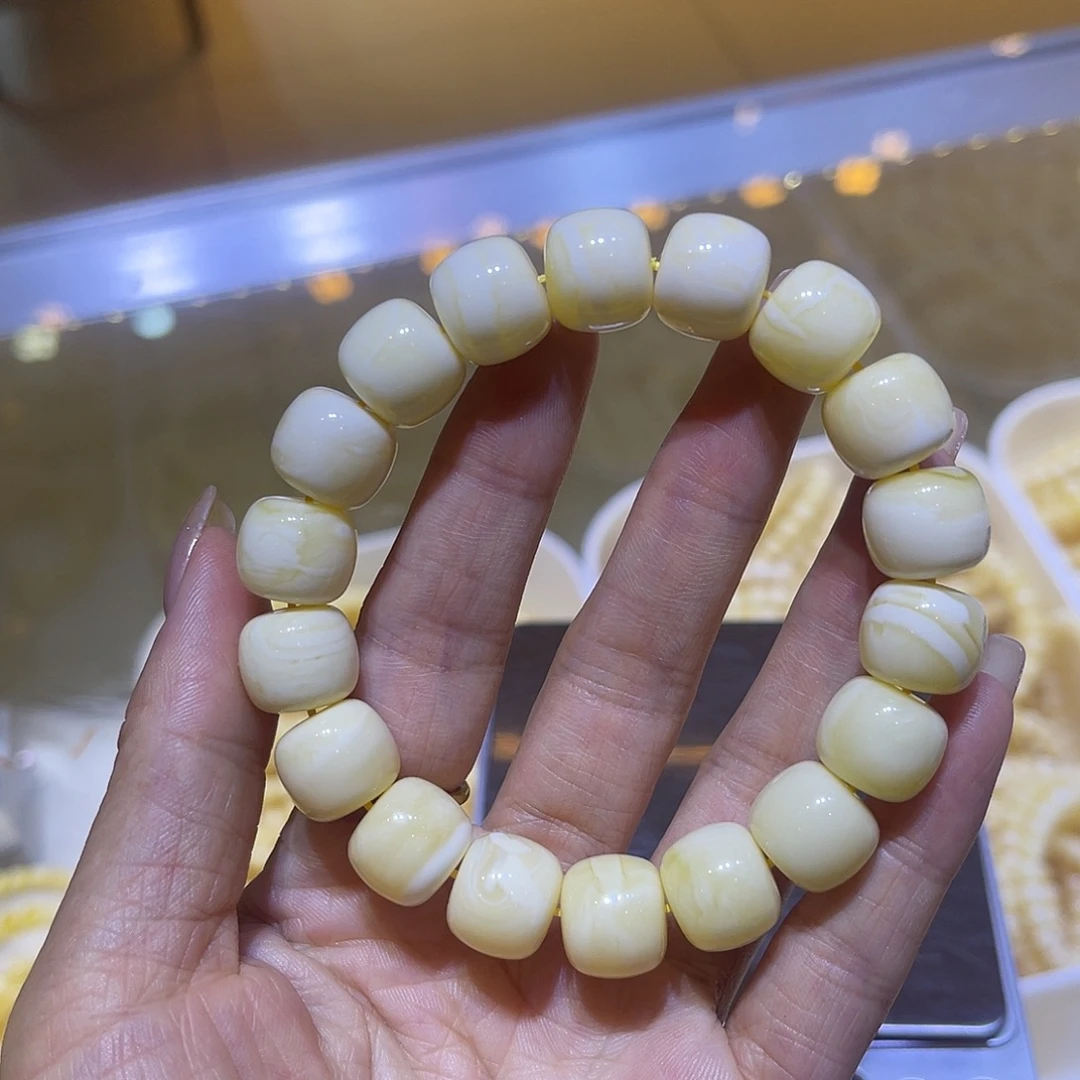 琥珀未镶嵌手链蜜蜡手串13.5