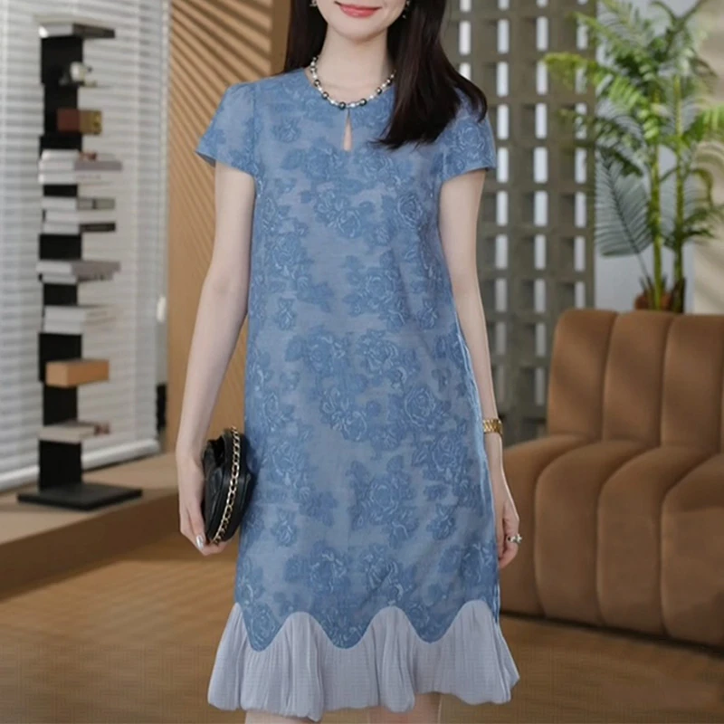 时尚轻奢设计感网纱拼接连衣裙女士2025新款夏季小众洋气减龄裙子