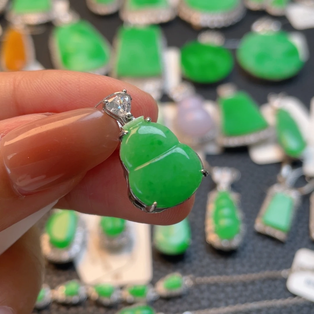 翡翠银S925镶嵌吊坠(不含链)