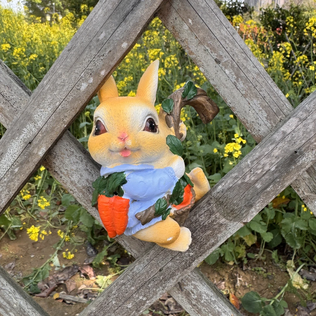 可爱兔子花盆挂件幼儿园花园花架攀爬鱼缸悬挂装饰品挂饰造景摆件