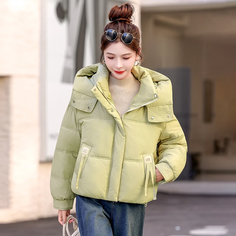 连帽棉服女新款小个子2025冬季韩版宽松棉衣加厚洋气棉袄外套潮