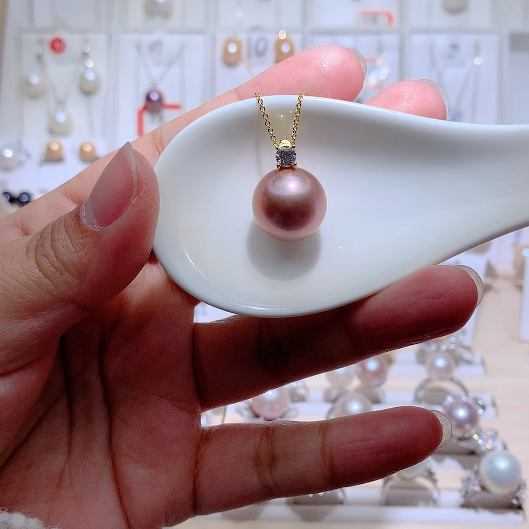 淡水珍珠吊坠(赠链)银S925镶嵌CC14.7mm