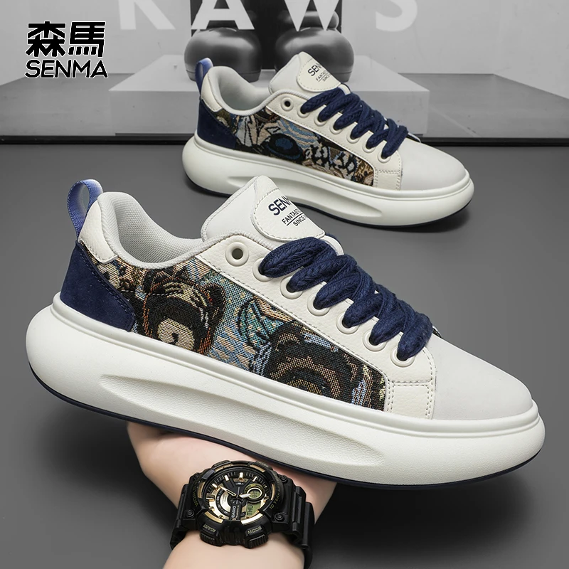 森马男鞋夏季百搭休闲皮鞋青少年低帮耐磨软底运动增高刺绣帆布鞋