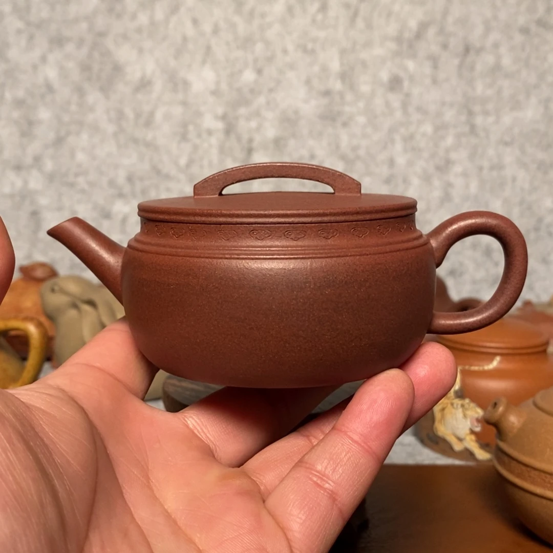 紫砂茶壶花块老紫泥汉瓦260cc