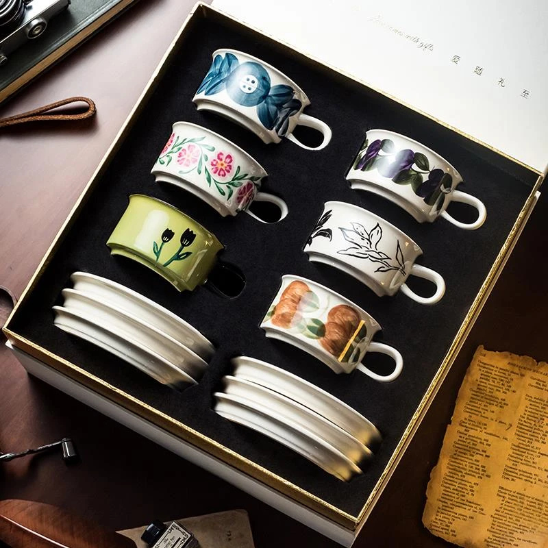 高级感陶瓷杯子早餐杯茶杯办公杯礼品杯送礼物咖啡杯欧式茶杯水杯