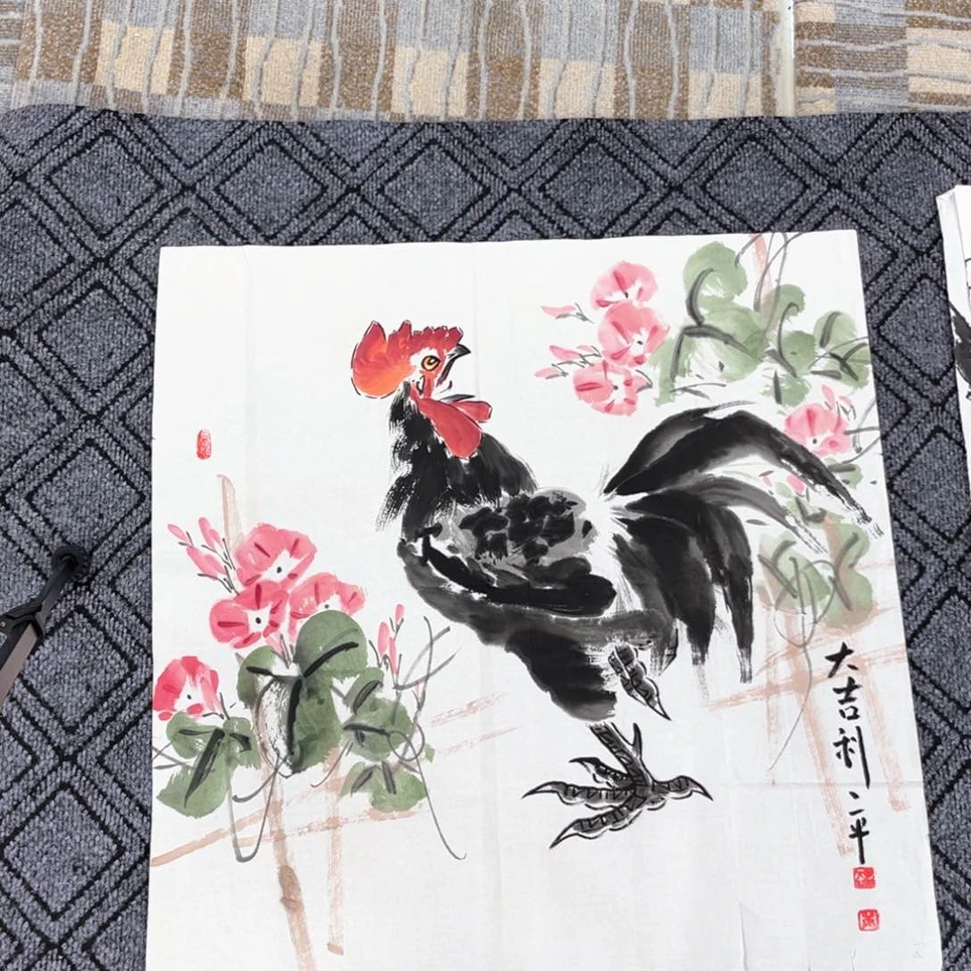 国画一平老师四尺斗方花鸟作品赵1
