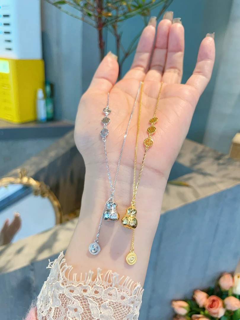 非金属合成锆石项链 福禄葫芦套链甜美锁骨链时尚镂空流苏饰品