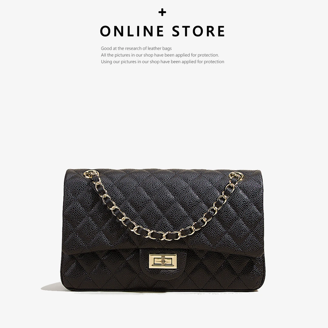 小香风包包CF包鱼子酱牛皮菱格链条包高端轻奢女包单肩斜挎腋下包