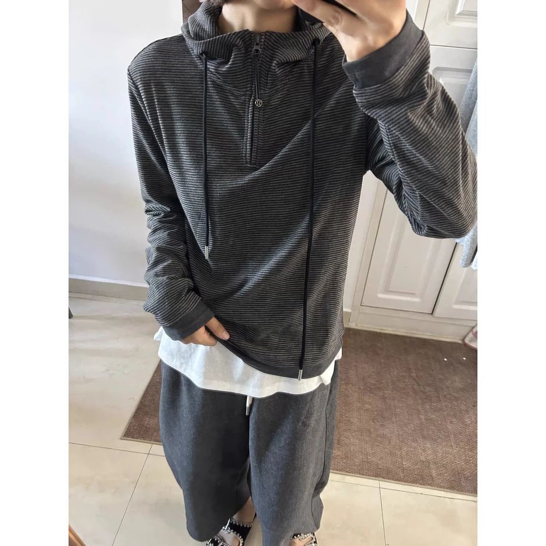 /LuLu帽衫/高品质连帽半拉连卫衣女 胸围50 衣长60 DD06