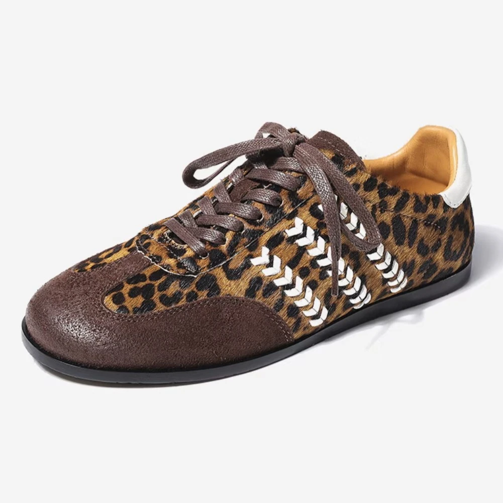 新款时尚舒适休闲百搭豹纹个性德迅女休闲鞋