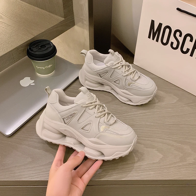 领跑老爹鞋女2025春季新款厚底百搭轻便透气网面运动鞋L286