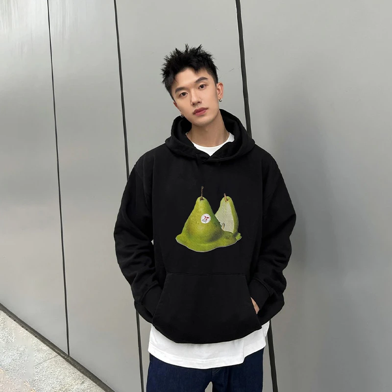 美式复古水果印花连帽卫衣男2025新款爆款街头百搭情侣上衣外套潮