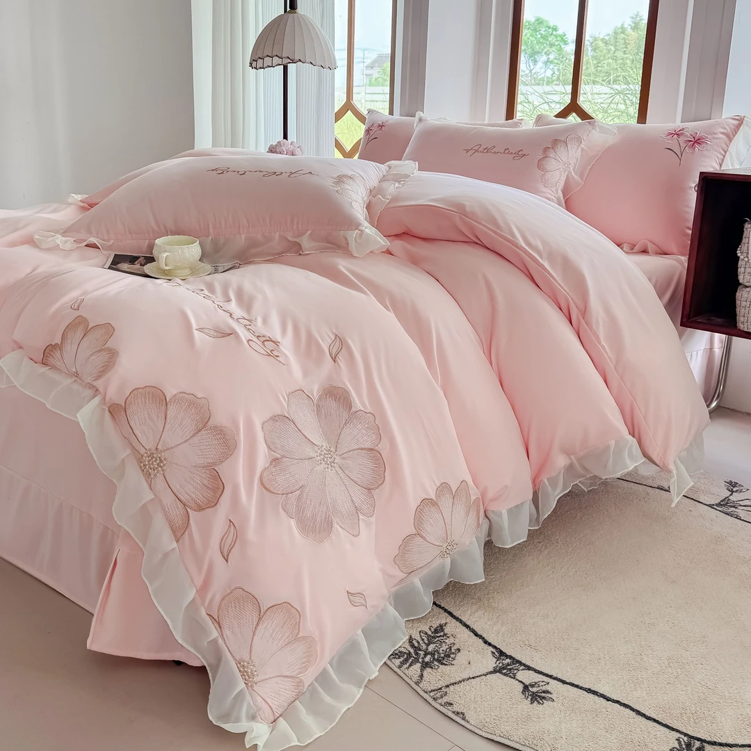 高端刺绣韩版花边四件套公主风床品套件