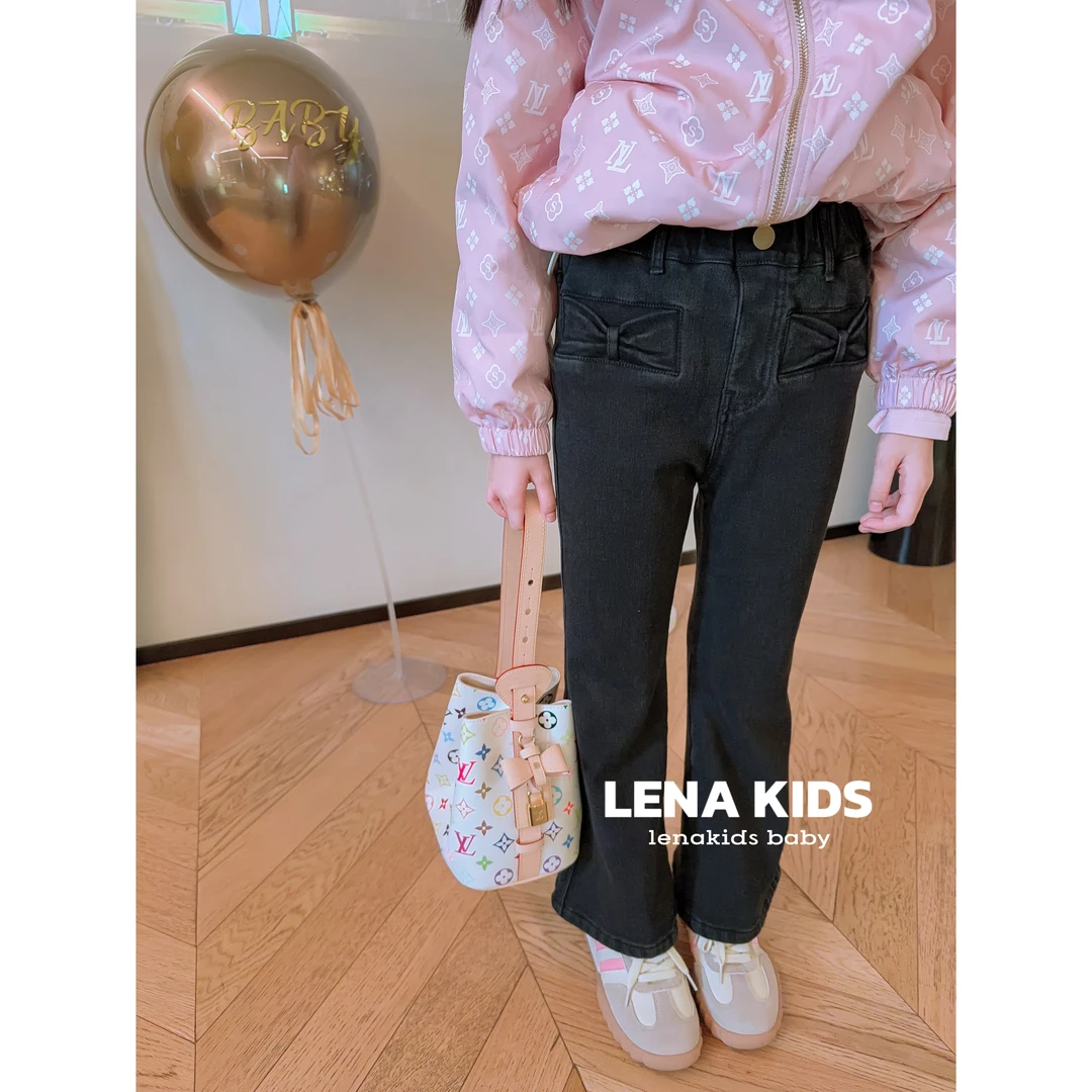 Lenakids【加绒加厚“一体绒蝴蝶结牛仔裤】高货！25092603
