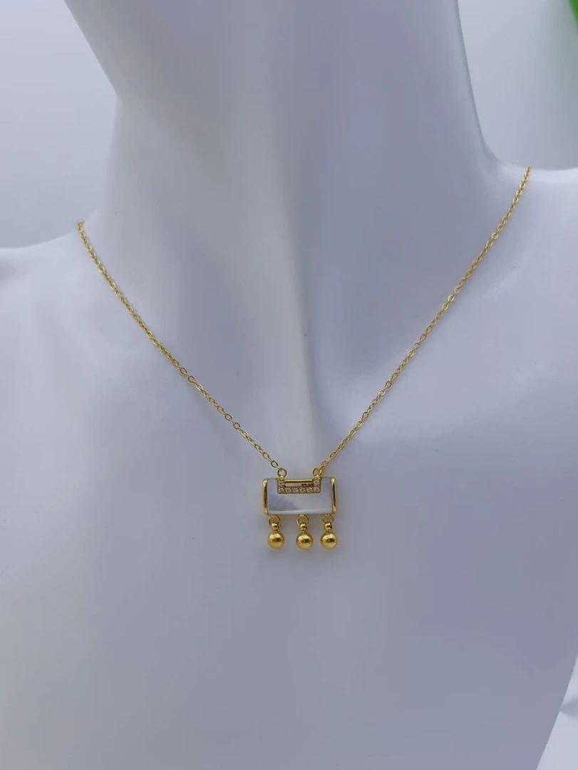 钛钢项链 【Kiss娜】钛钢3873气质高定白贝贝安锁项链