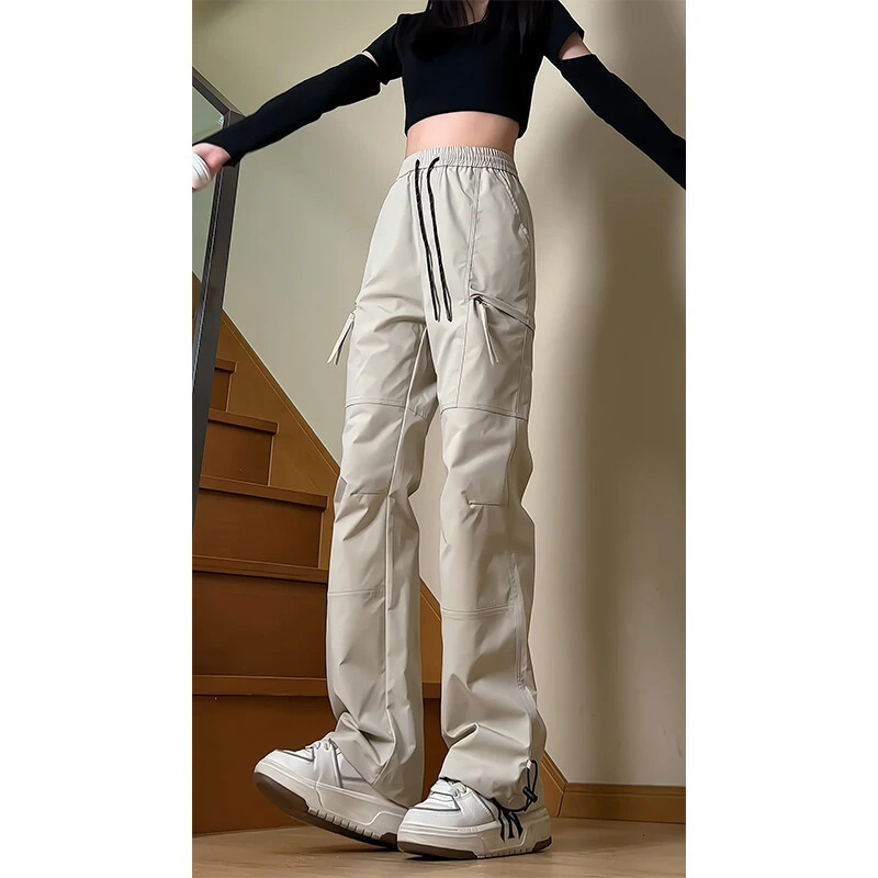 City boy美式工装裤男女同款宽松显瘦高腰登山休闲冲锋裤大码女装