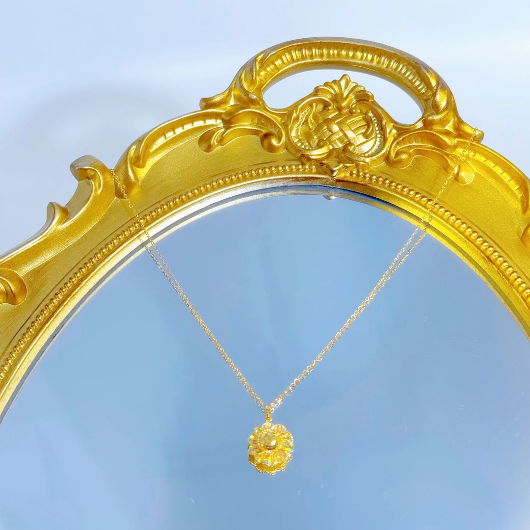 太阳女神炫彩花丝黄金5G精工项链