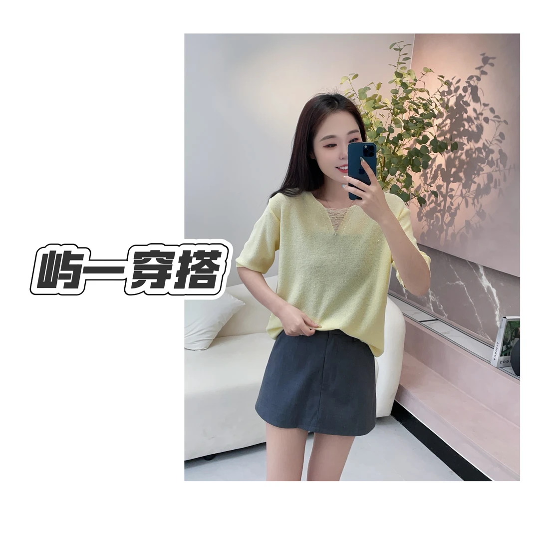 【217】南油高级感闪片夏季针织衫