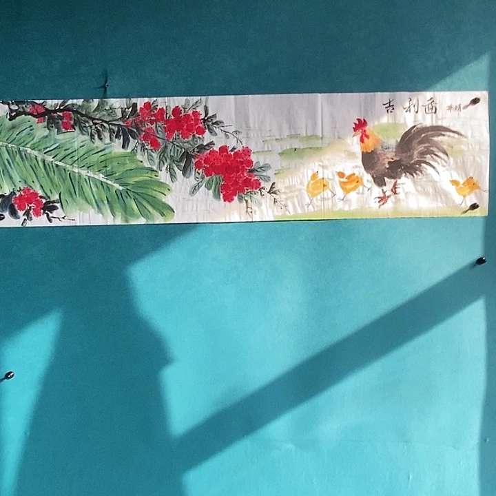 国画四尺对开花鸟