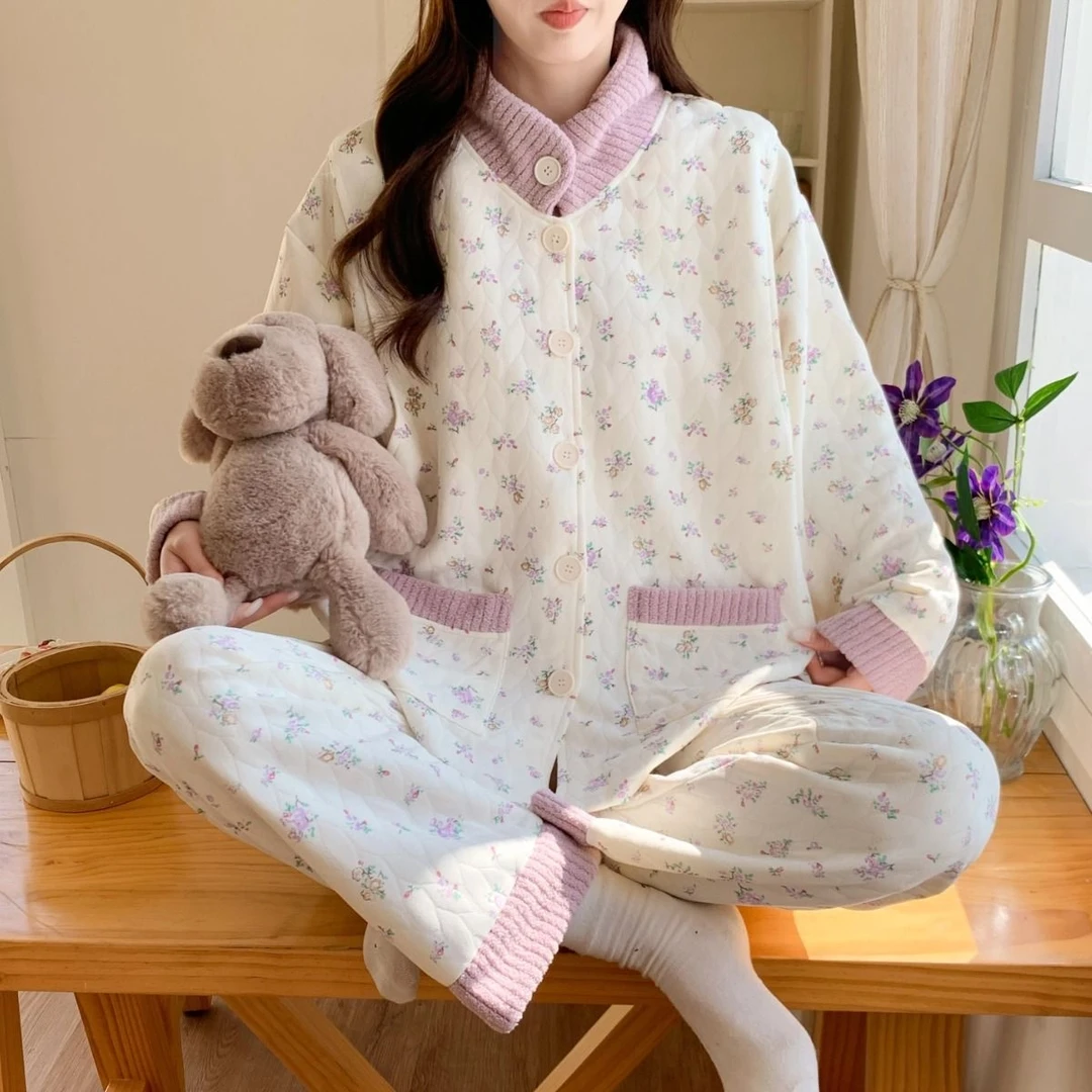 【秋冬-空气棉】保暖加厚月子服春秋喂奶孕妇哺乳睡衣产妇大码夹棉
