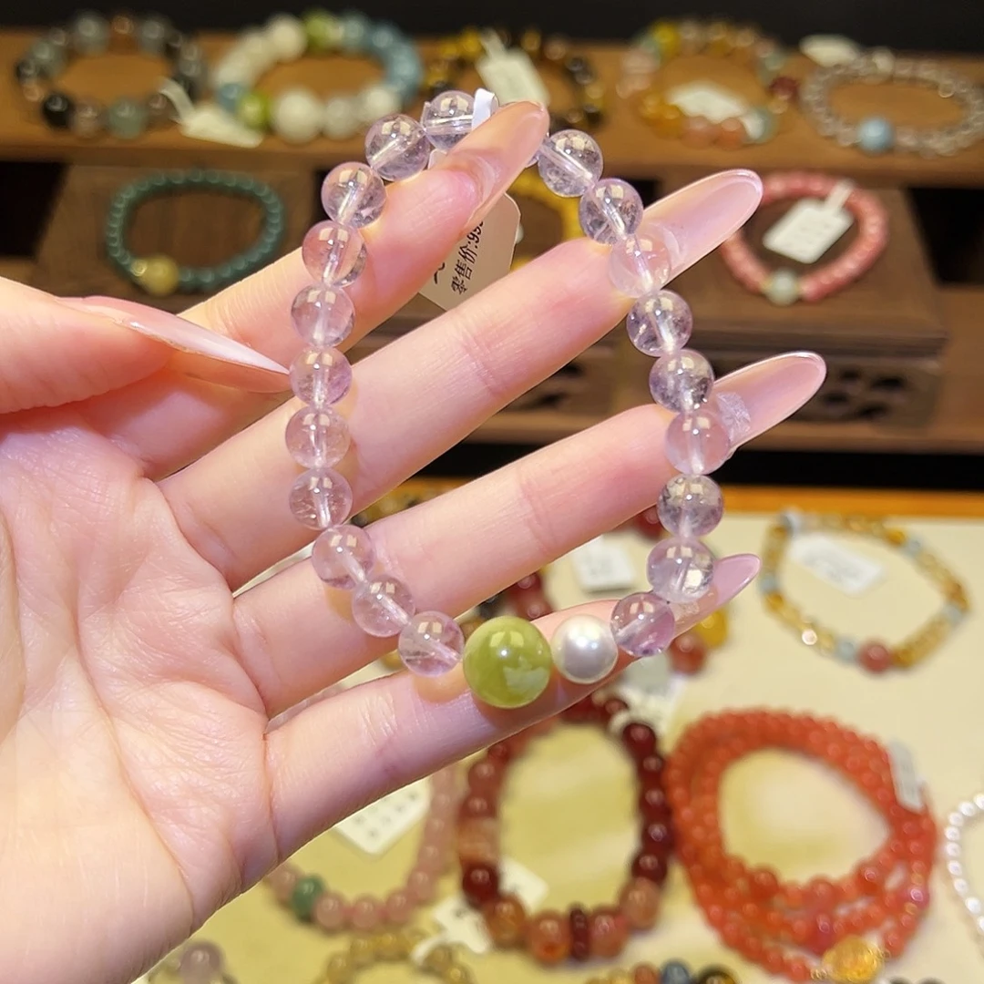 水晶银S925镀金镶嵌手串紫2808