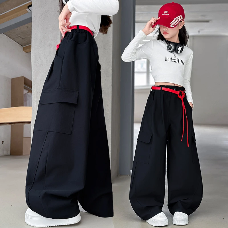 女大童工装裤秋装洋气裤子2025新款儿童时髦弯刀阔腿裤女孩休闲裤