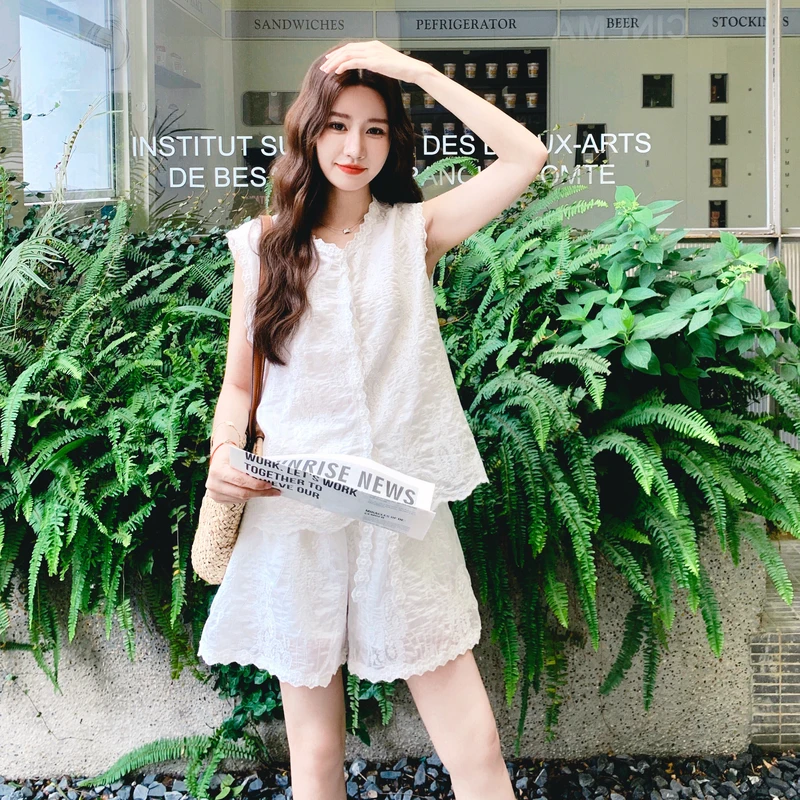 现货新款蕾丝时尚套装上衣