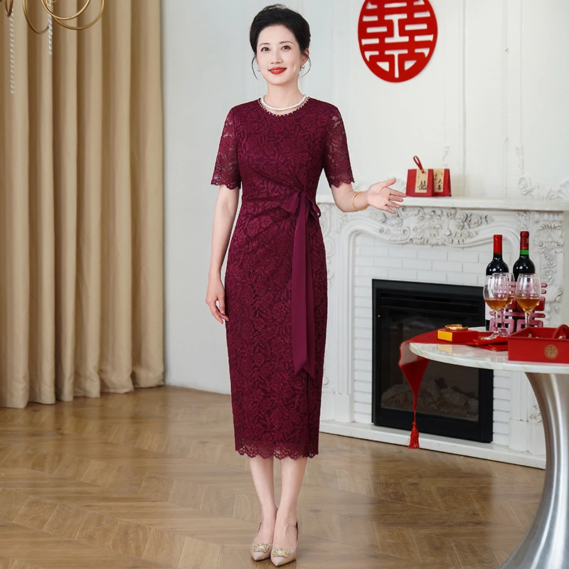 妈妈高档婚礼服2025新款爆款高贵洋气年轻喜婆婆婚宴装夏装连衣裙