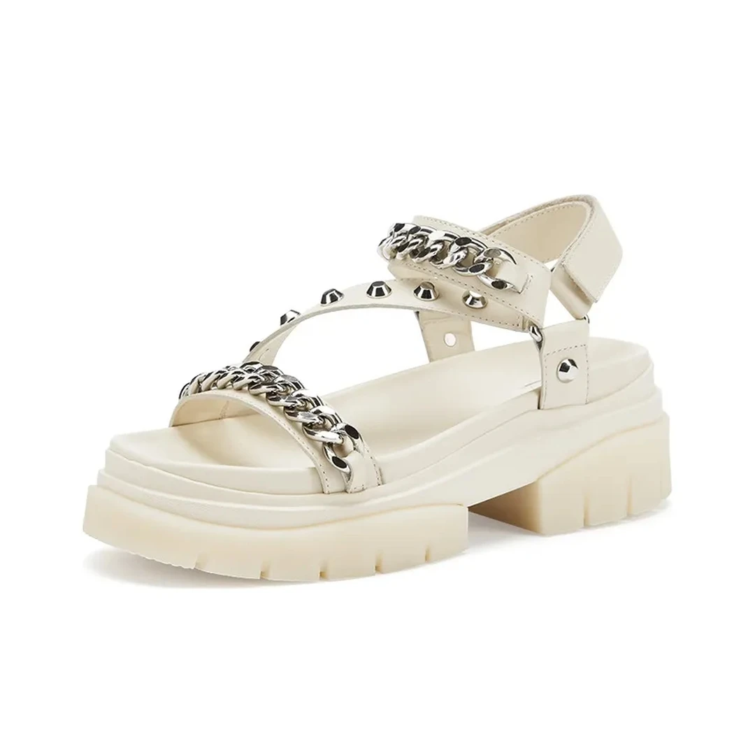 【MonTendre】厚底松糕凉鞋女款魔术贴增高休闲百搭凉鞋