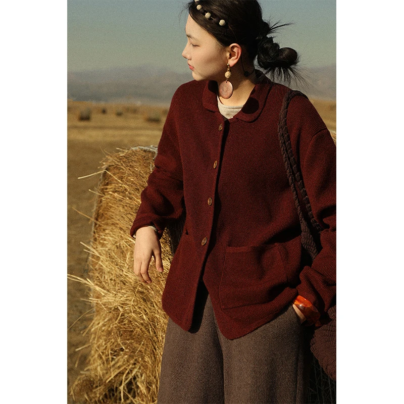 【流影】云栖橪重磅纯羊绒外套女冬季 加密加厚保暖翻领短款大衣