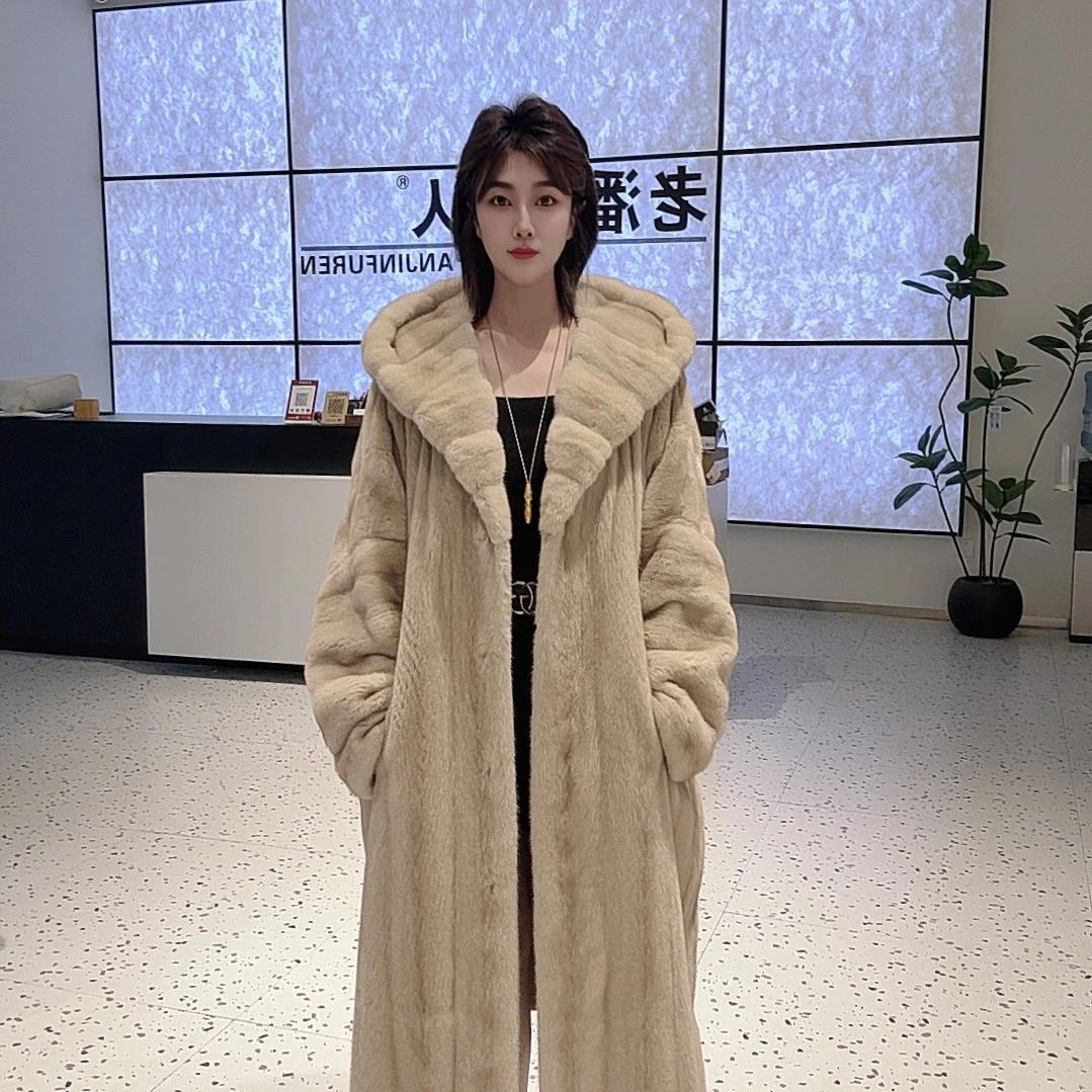 LP845冬季百搭宽松潮流设计师秋冬长款上衣女外套水貂貂皮