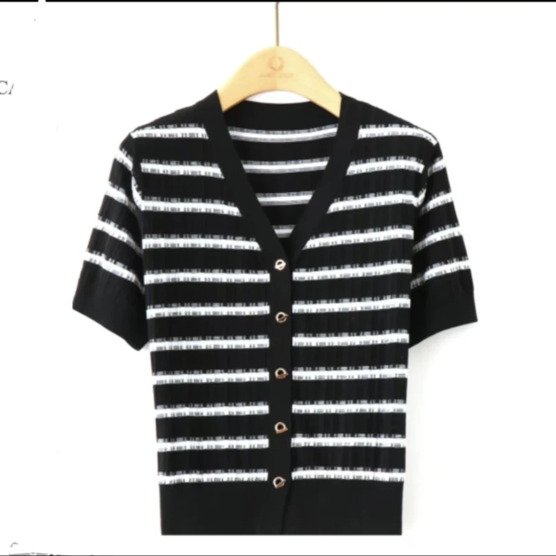 【80-160斤】夏季新款V领薄短袖宽松气质百搭宽松冰丝短袖t恤女168