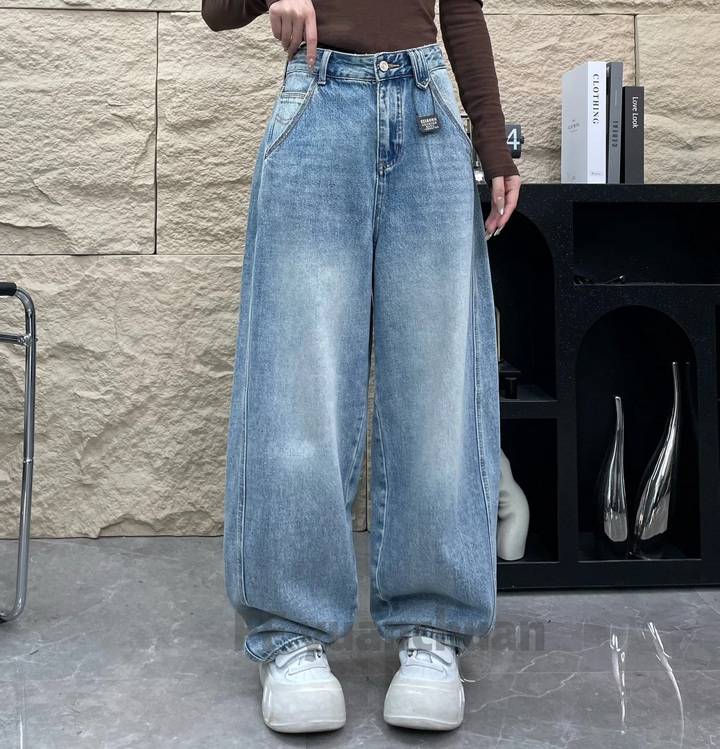 FF·8508 25年新款显瘦时尚百搭宽松设计感软牛仔堆堆裤