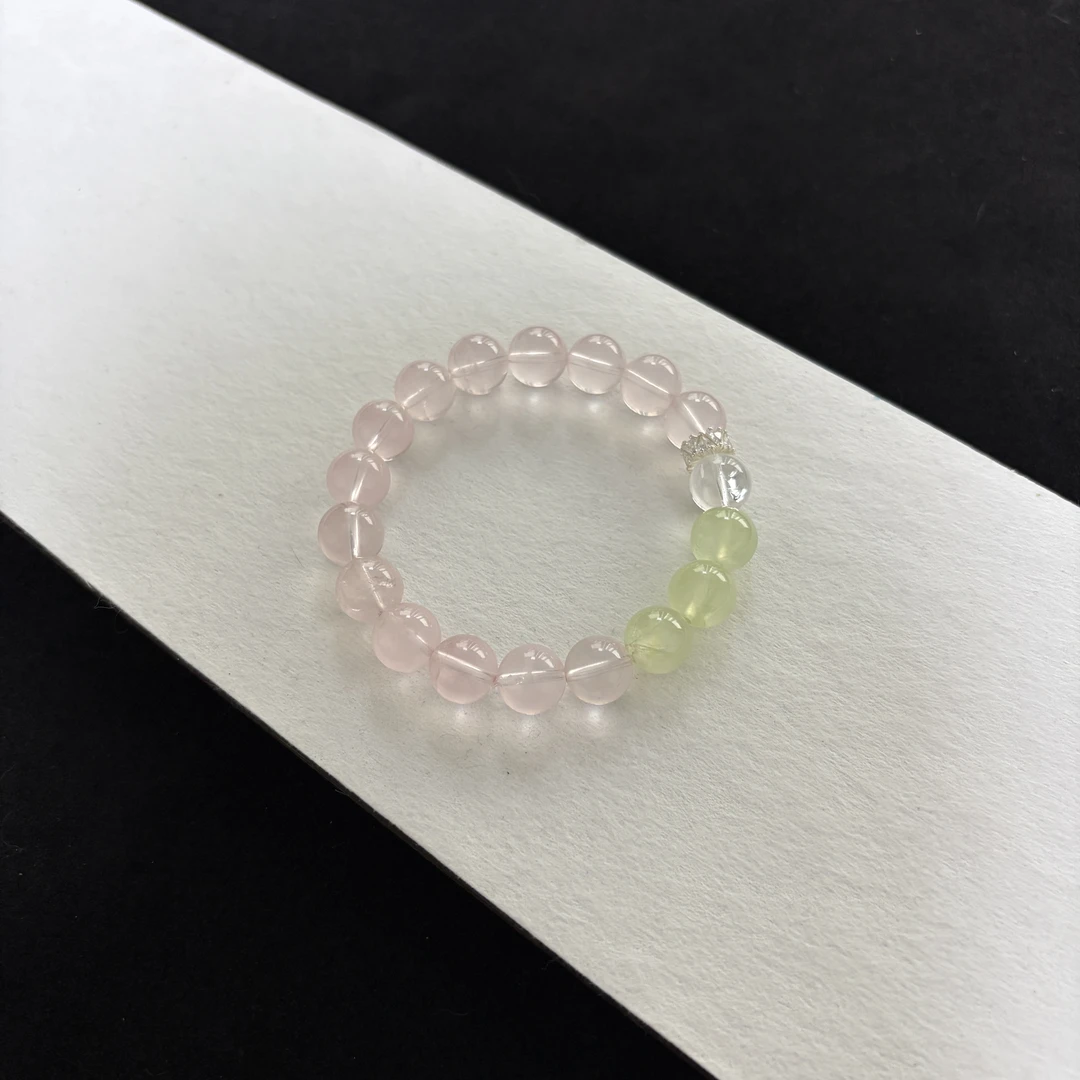 S925 天然马粉水晶手串设计款 精挑级 冰透轻奢精致手链 一物一拍