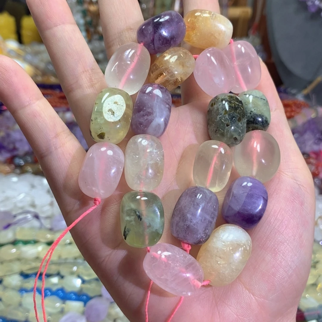 玛瑙/玉髓未镶嵌珠宝半成品多宝水晶一条卡15*20m