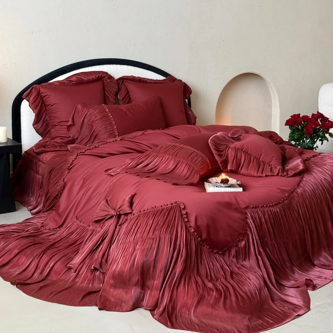 孔龙 雅典娜 法式优雅被面立体蝴蝶结工艺全消光婴儿绒舒适四件套