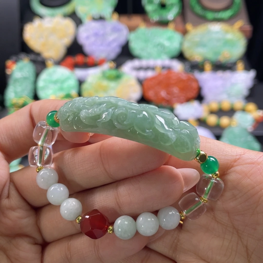 翡翠未镶嵌手链代编织