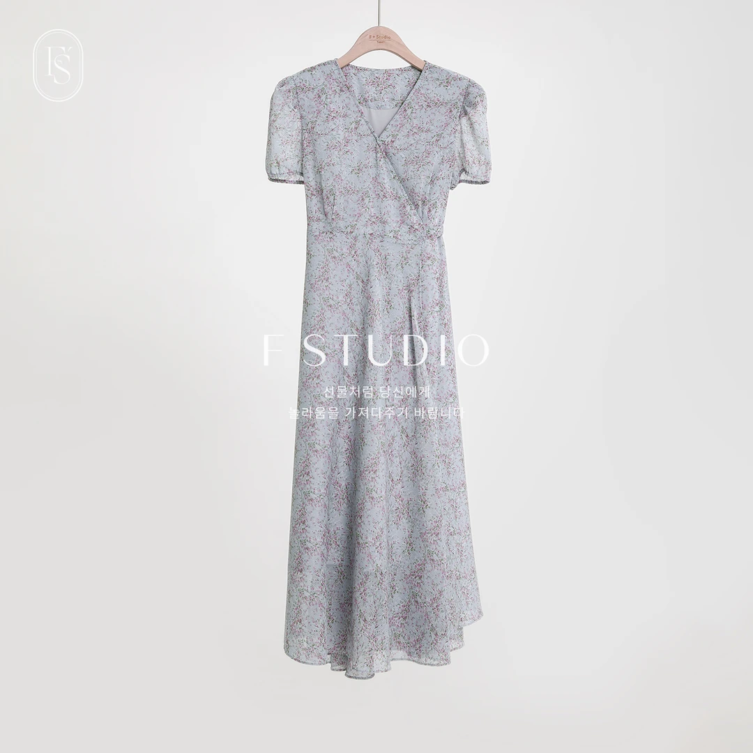 现货【入夏花语】V领印花连衣裙FS403L011