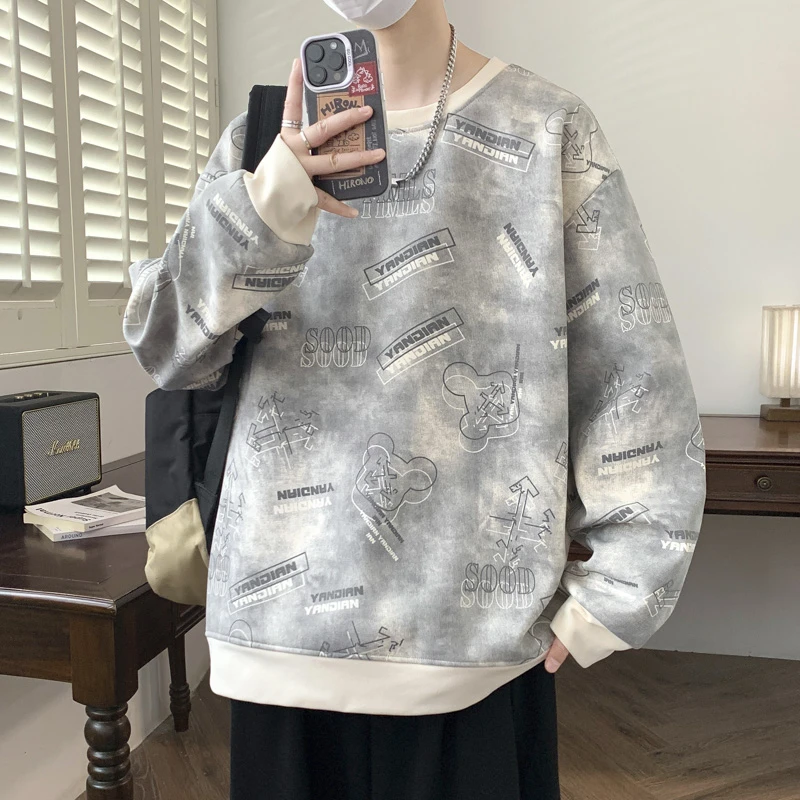 2025宽松大码学生春秋季ins秋季上衣卫衣圆领长袖免烫印花潮流
