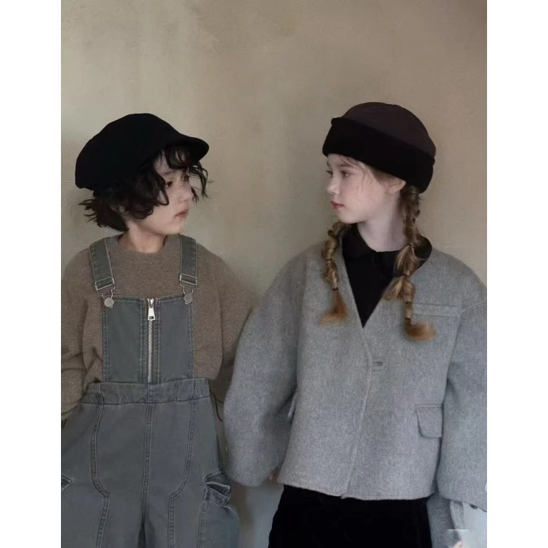 F22-8007新款时尚灰色双面呢大衣