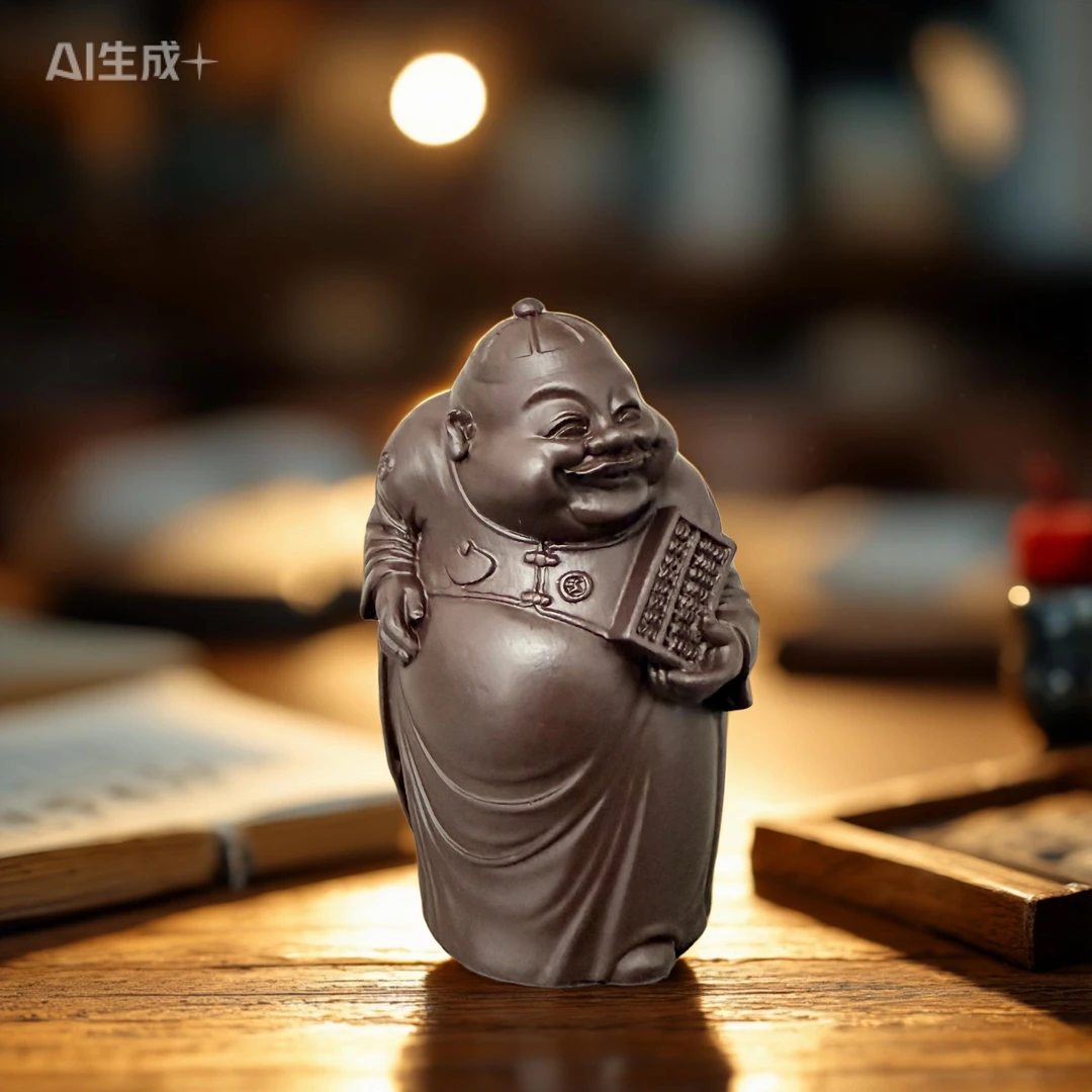 【地主】紫砂色雕刻摆件佛茶宠居家菩萨紫观音如来桌面弥勒关公